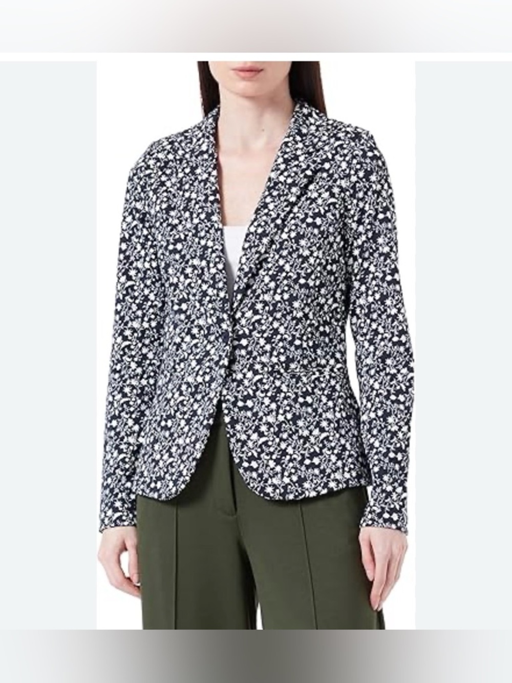 Ichi Floral Navy with White Flowers Kate Blazer
